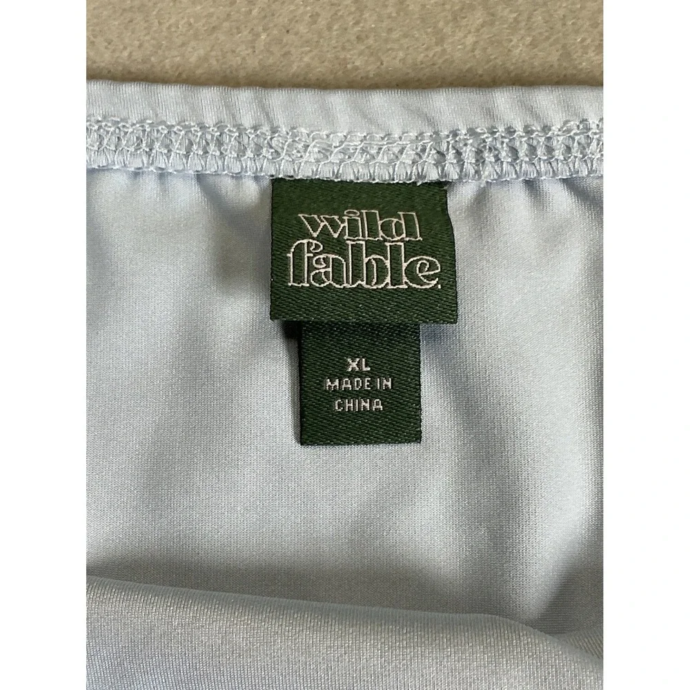 Wild Fable Womens XL Satin Cami Top Blue Lace Trim Y2K Spaghetti Strap NWT‎